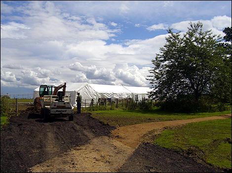Diggers in a field
