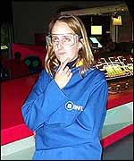 Dressing up in an overall and goggles