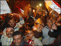 Celebrations in Tahris square after Hosni Mubarak resigned