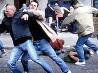 Danny gets stuck into a fight scene