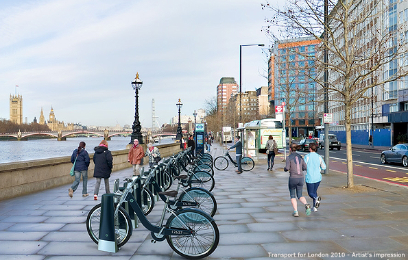 Artist's impression of TfL's new cycle hire scheme