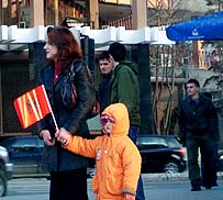 Child with Albanian flag
