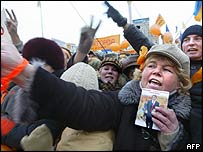 Stoupenci opozičního vůdce Viktora Juščenka