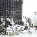 Children looking at the remains of the bomb at Duckmanton School