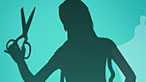 Silhouette of woman holding scissors