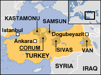 Những điểm có dịch ở Thổ Nhĩ Kỳ