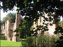 Sopwell ruins through the trees
