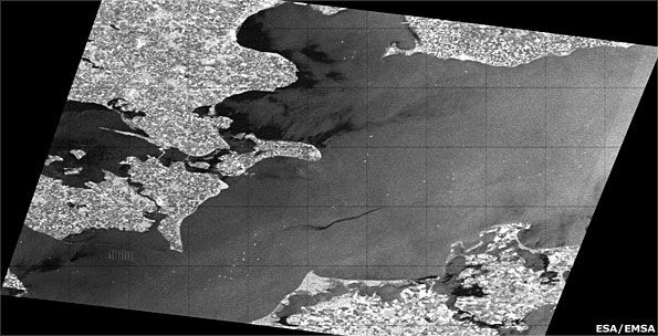 Radar image of oil spill