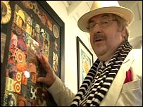 Zacron stands with the work Nearer To Heaven