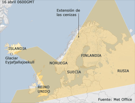 Mapa de la nube de cenizas