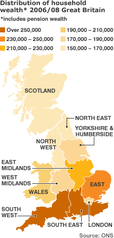 Map of wealth distribution in the UK