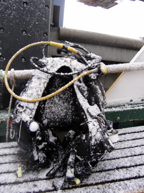 Snow on Scuba Diving gear
