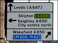 Roadsign to Leeds