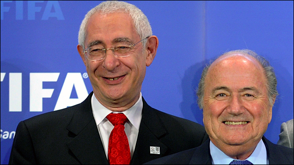 England 2018 bid chairman Lord Triesman with Fifa president Sepp Blatter in Zurich