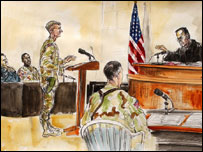 Malířsky ztvárněné soudní líčení v Bagdádu