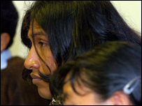 Integrante da delegação indígena que pede o fim dos conflitos na região