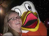 Natalie and penguin (not a real one)