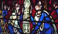 Stained glass window dipicting Henry II and Eleanor of Aquitaine