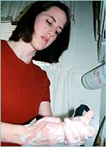 Stephanie washing her hands