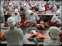 Fábrica de processamento de carne no Brasil