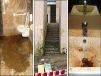 Cyflwr rhai o'r cyfleusterau i'r cystadleuwyr yn Delhi