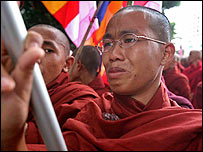 Protesting monks in Burma