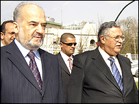 Šíitský politik Ibrafim Jaafari a vůdce Kurdů Jalal Talabani