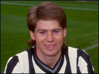 Footballer Chris Waddle with a 1980s mullet hairstyle 