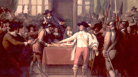 Darlun gan Benjamin West o Cromwell yn diddymu'r Senedd Hir