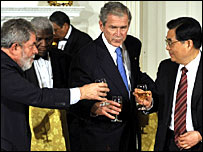 Luiz Inácio Lula da Silva, George W. Bush e Hu Jintao