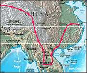 Ed's route across China 
