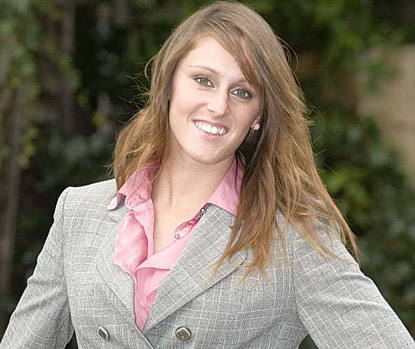 Victoria dressed for her day job