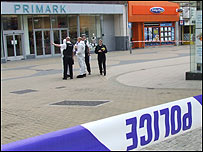 The cordoned off scene