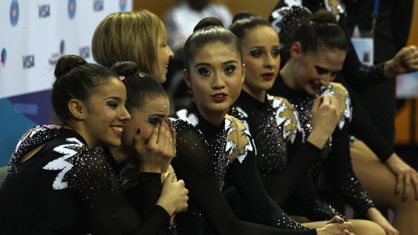 Britain's rhythmic gymnasts in tears at Olympic test event