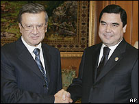 Türkmenistan lideri Berdimuhammedov ve Rusya Başbakanı Zubkov