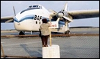 Neville and a Bristol Freighter aeroplane