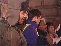 Protestors outside the Town Hall in 1999