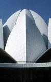 Bahai House of Worship in Delhi, a white building resembling the petals of a lotus flower