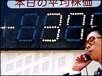 Painel de informações do índice Nikkei em Tóquio