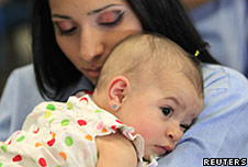 A baby girl and her mother