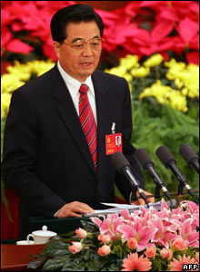 President Hu Jintao speaking at the Congress.