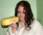 A drenched Flash, sugar soap sponge in hand, realises that her cunning scrubbing plan hasn't quite worked out ...