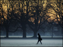 霜雾中的伦敦公园