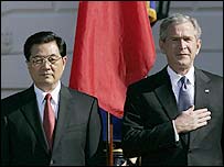 هو جينتائو و جورج بوش