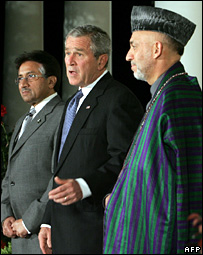 کرزئی، بش، مشرف