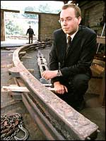 Project engineer Jamie Hillier with bridge section