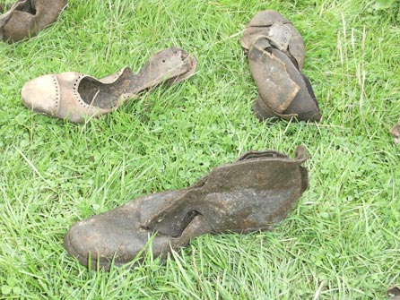 Victorian shoes found beneath the fireplace at a cottage in Nant Gwynant