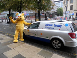 Pudsey and the van