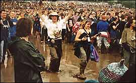Dancing in the mud at Glastonbury!