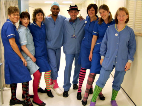 Staff at Warwick Hospital in tights